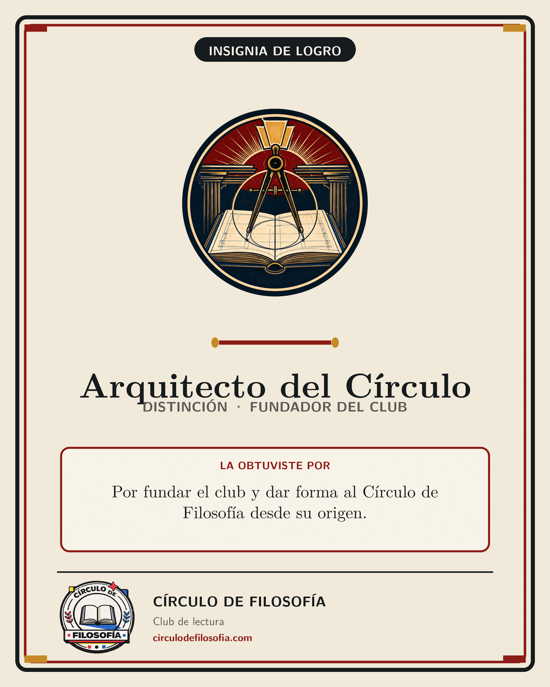 Tarjeta de la insignia Arquitecto del Círculo