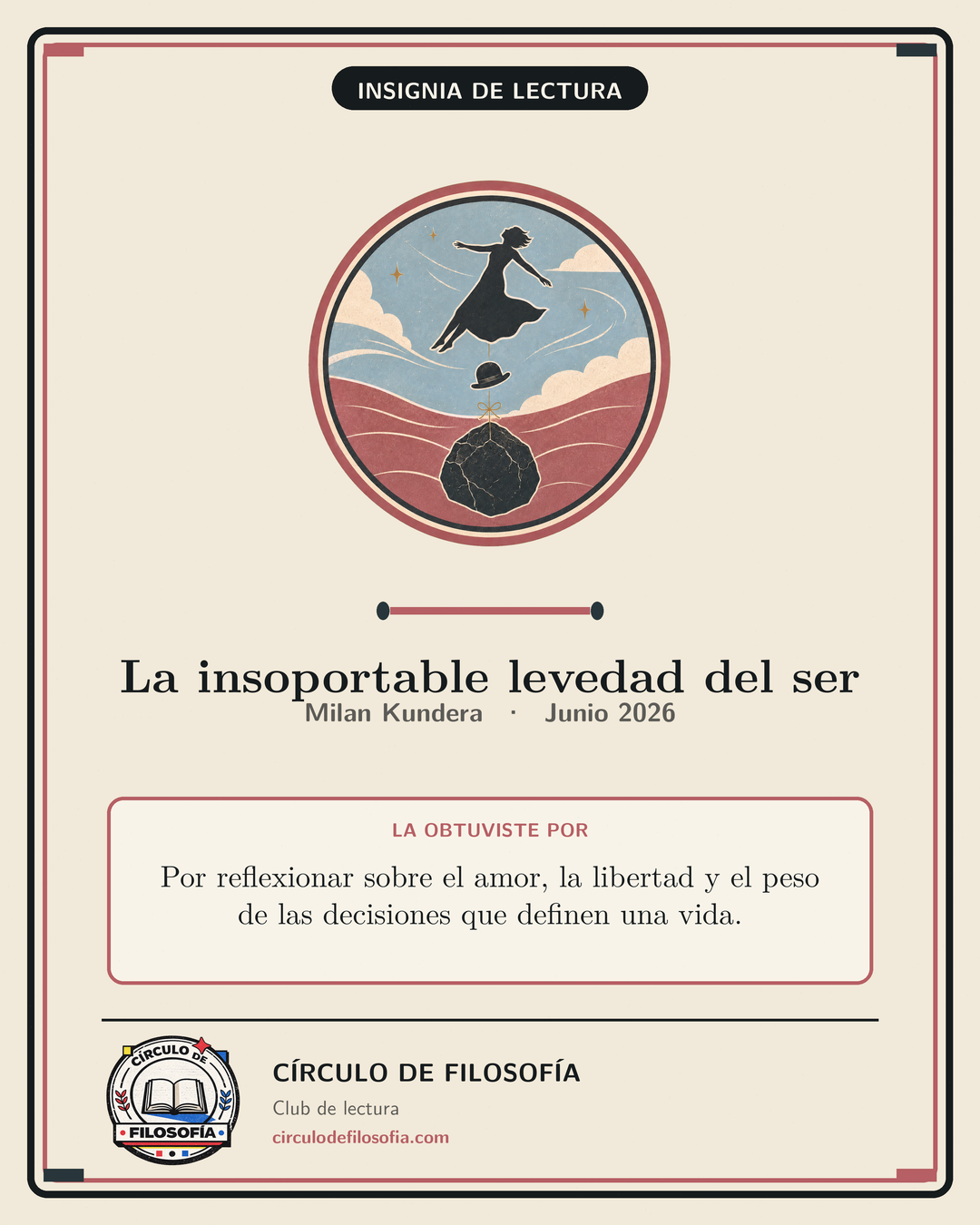 Tarjeta de la insignia La insoportable levedad del ser