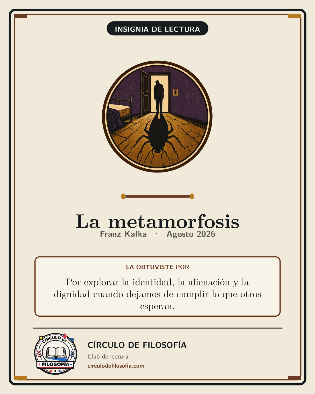 Tarjeta de la insignia La Metamorfosis