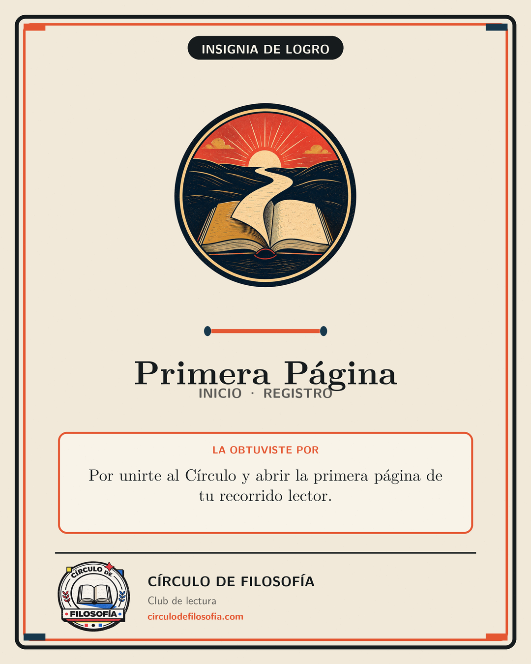 Tarjeta de la insignia Primera Página
