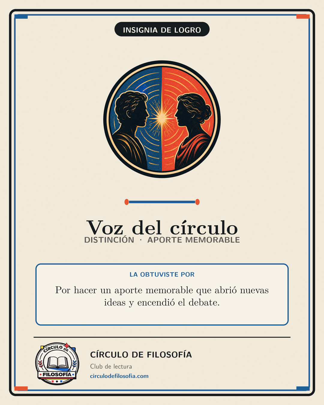 Tarjeta de la insignia Voz del círculo